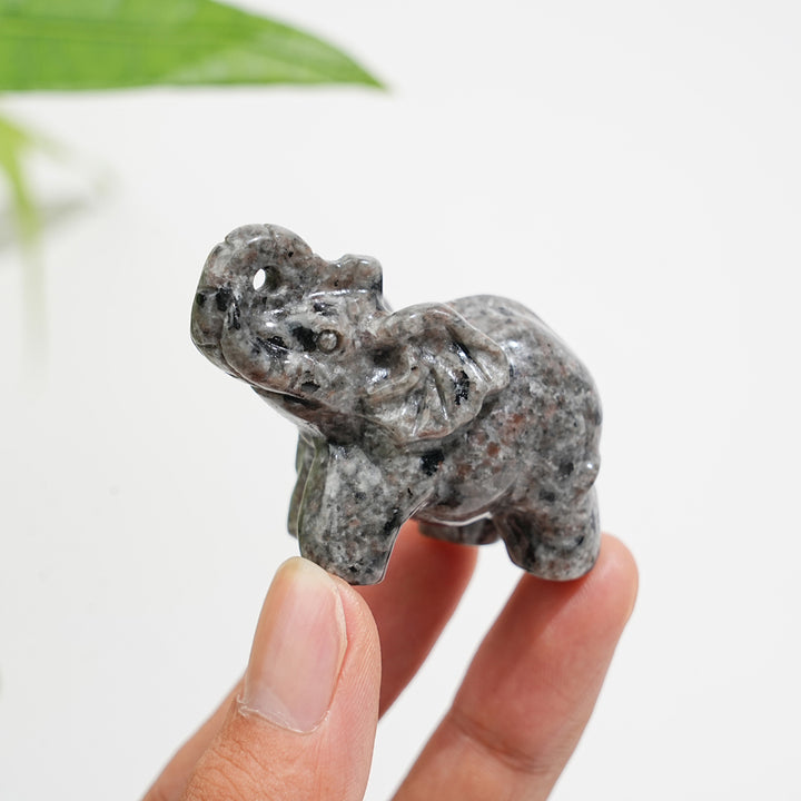 Natural Crystal Yooperlite Elephant Carving