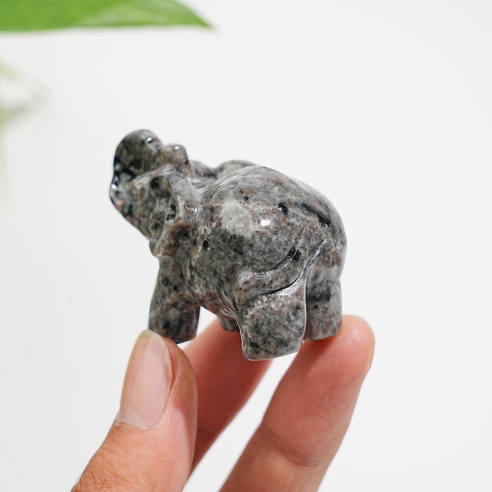 Natural Crystal Yooperlite Elephant Carving
