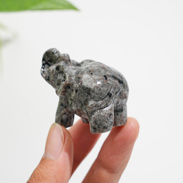 Natural Crystal Yooperlite Elephant Carving
