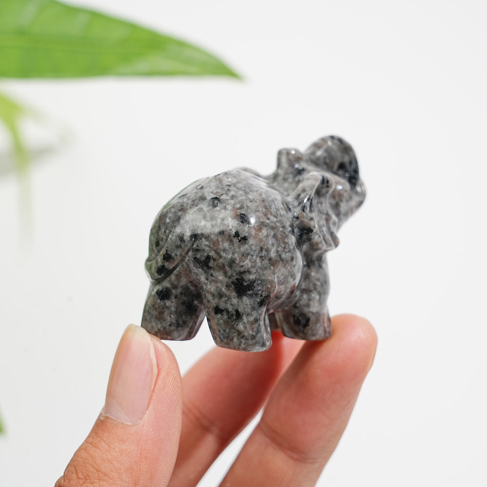 Natural Crystal Yooperlite Elephant Carving