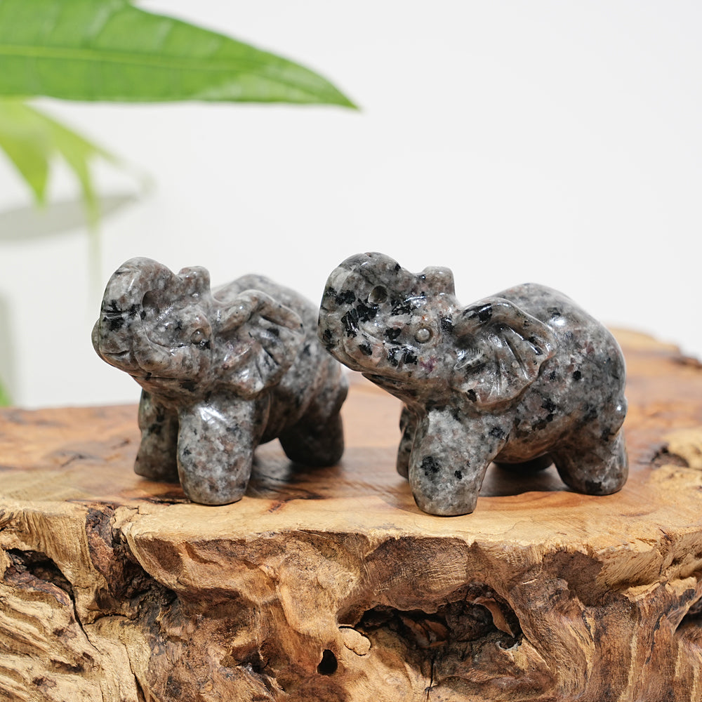 Natural Crystal Yooperlite Elephant Carving
