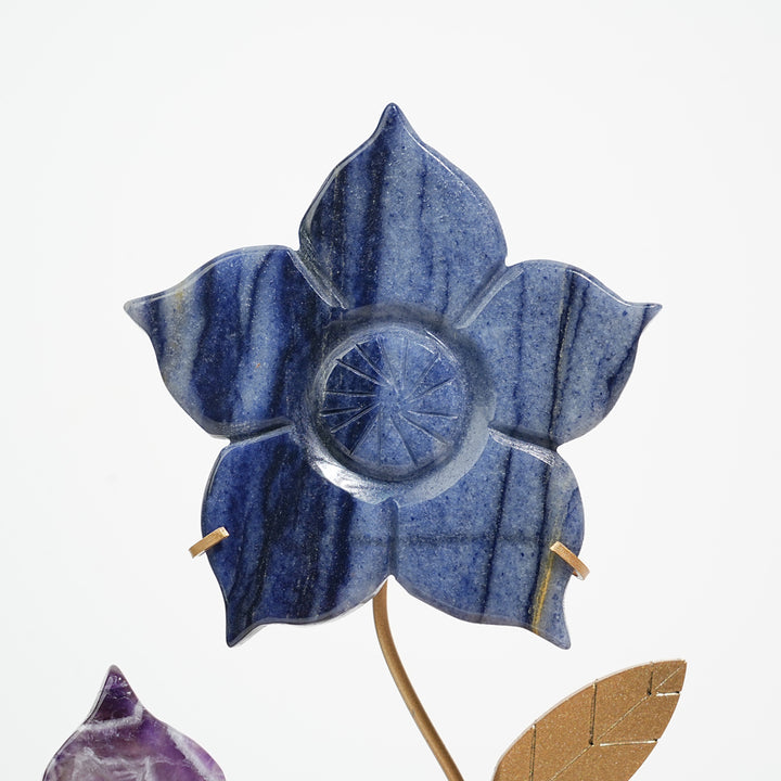 Unique,Natural Crystal Sakura Flower With Stand