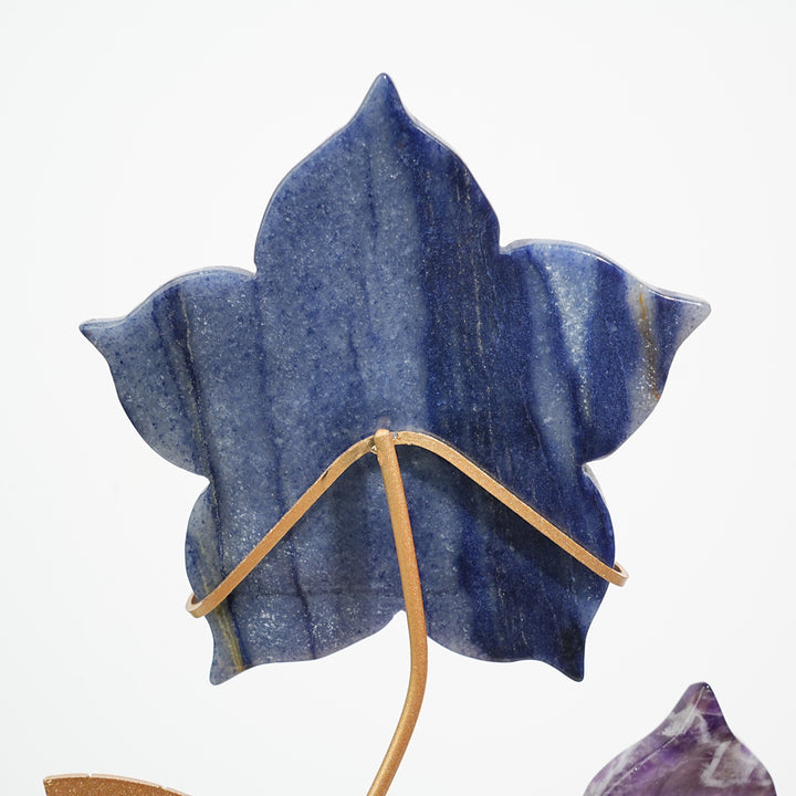 Unique,Natural Crystal Sakura Flower With Stand