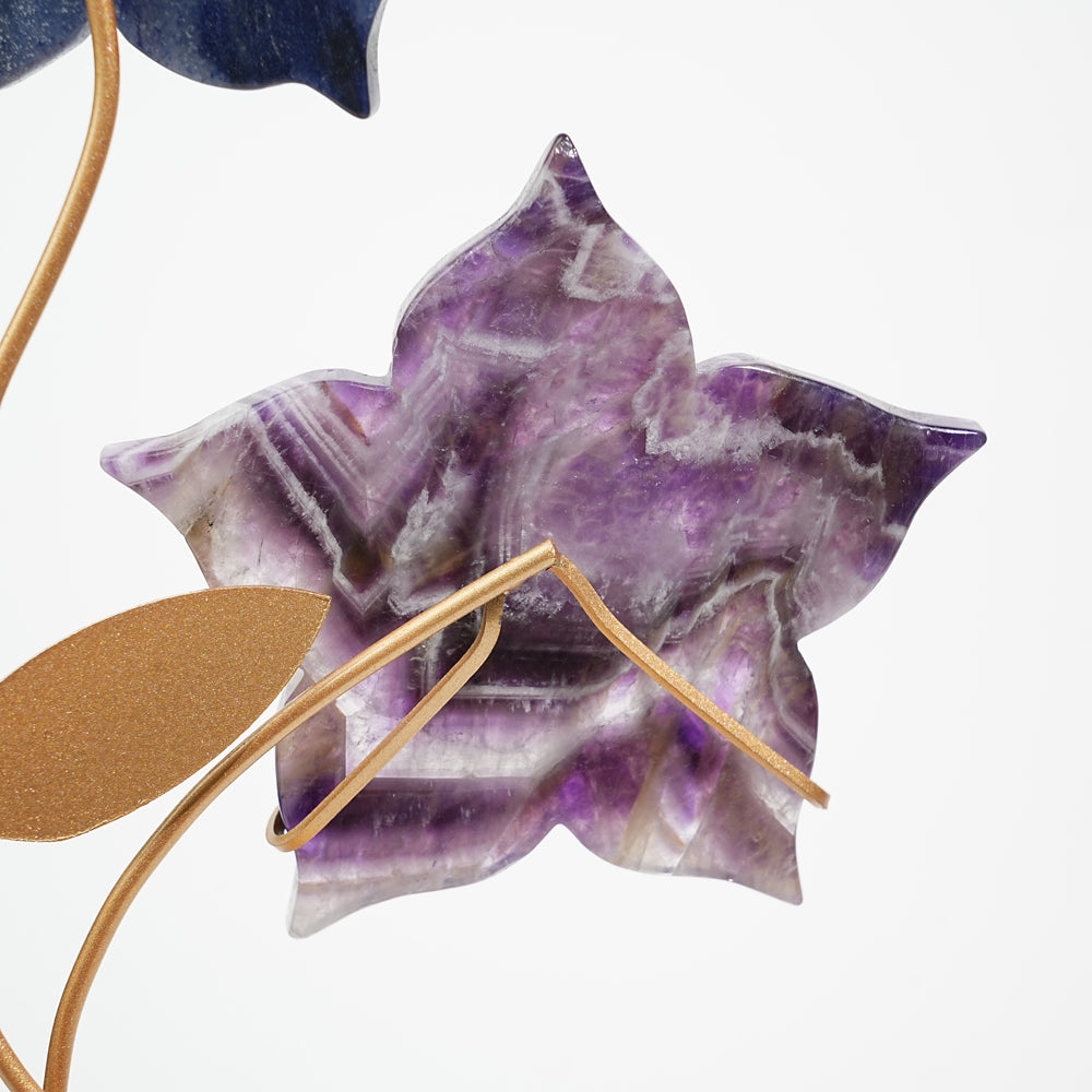 Unique,Natural Crystal Sakura Flower With Stand