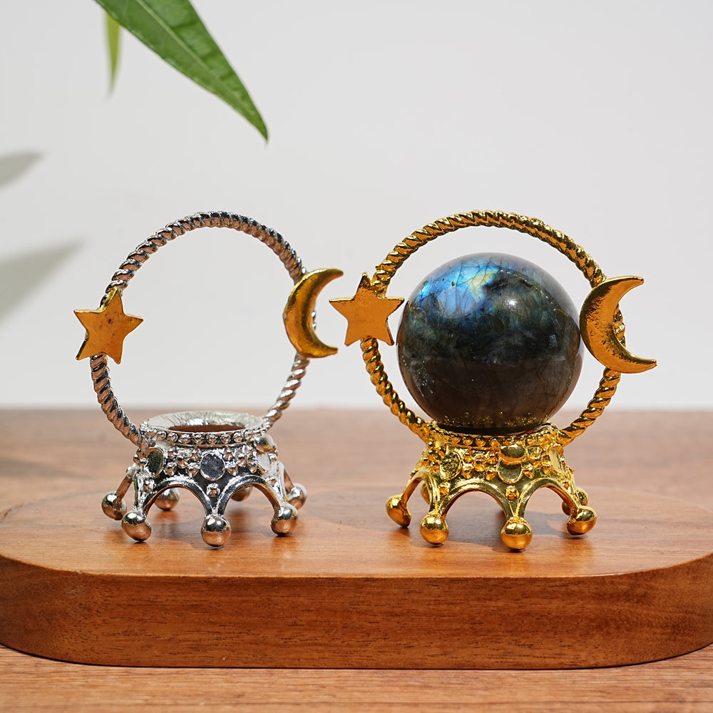 A Slightly Imperfect Metal Star With Moon Sphere Stand
