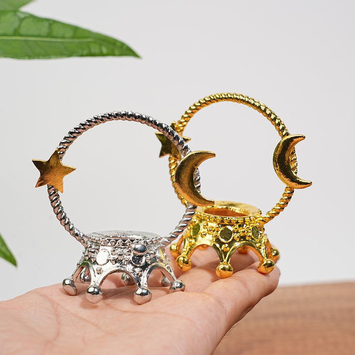 A Slightly Imperfect Metal Star With Moon Sphere Stand