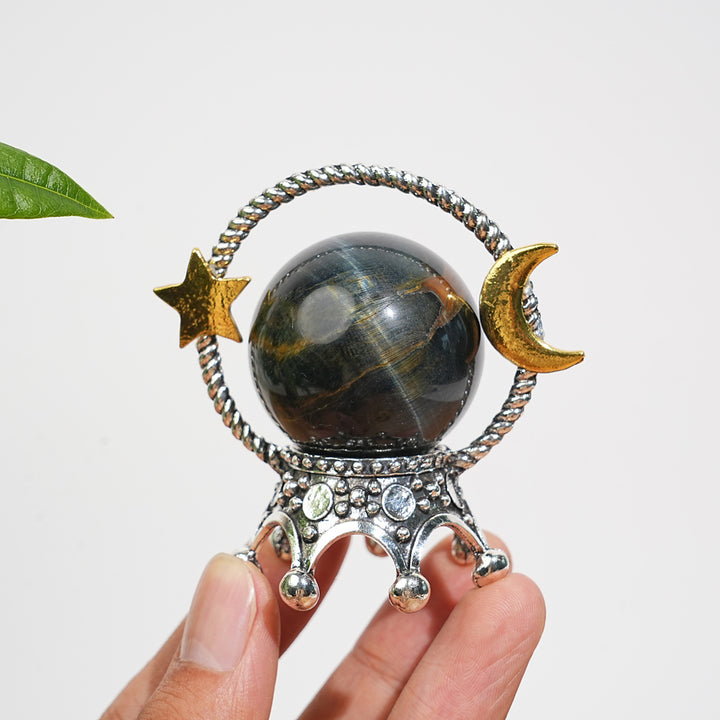 A Slightly Imperfect Metal Star With Moon Sphere Stand