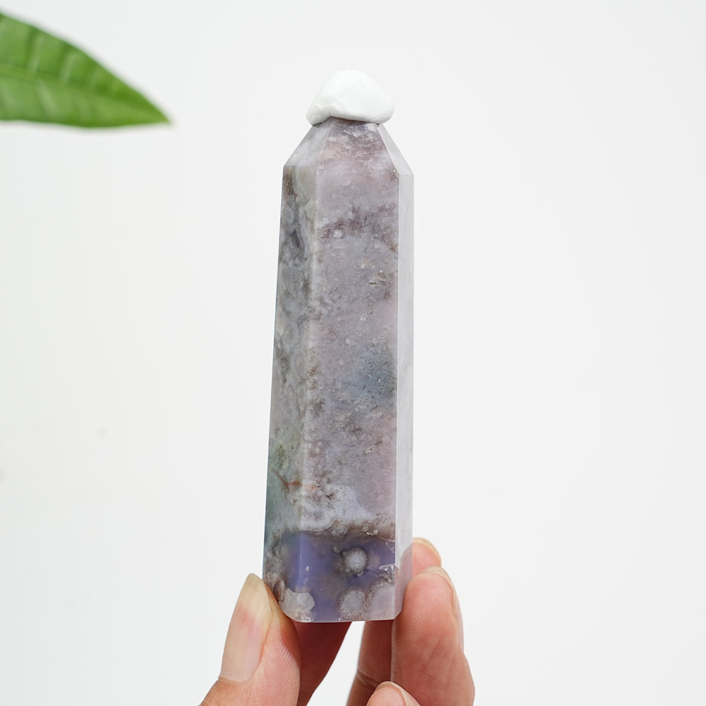 Unique,A Slightly Imperfect Natural Crystal Blue Flower Agate Point