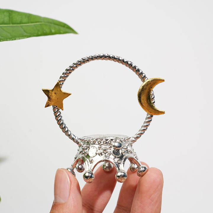 A Slightly Imperfect Metal Star With Moon Sphere Stand