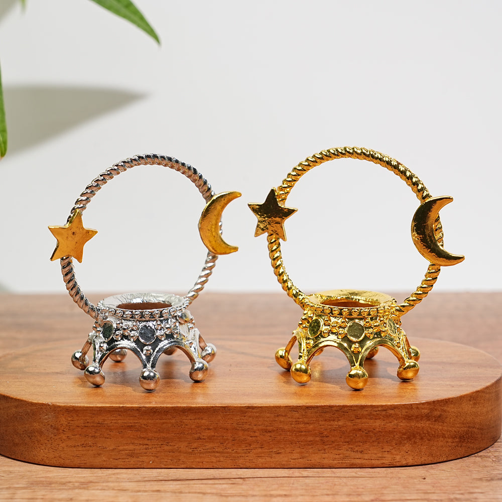 A Slightly Imperfect Metal Star With Moon Sphere Stand