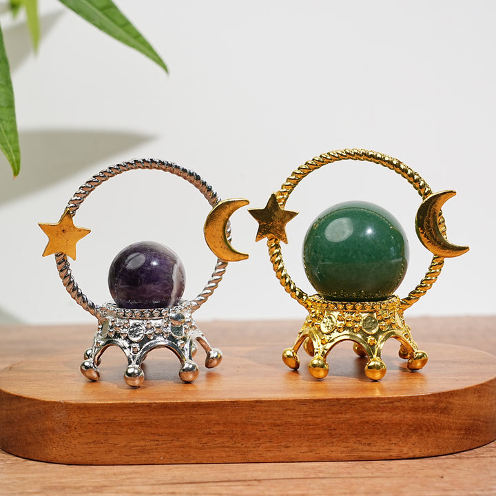 A Slightly Imperfect Metal Star With Moon Sphere Stand