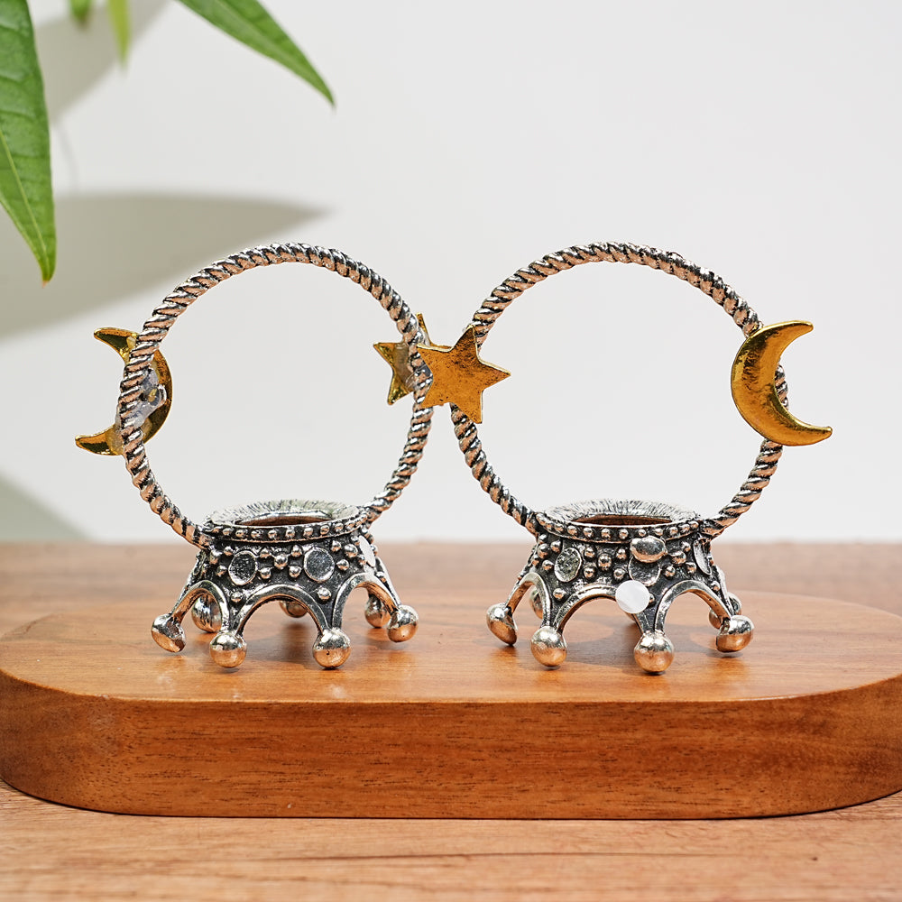 A Slightly Imperfect Metal Star With Moon Sphere Stand