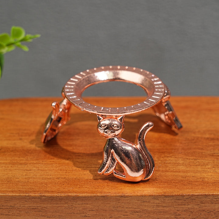 A Slightly Imperfect Metal Cat Shape Crystal Sphere Stand
