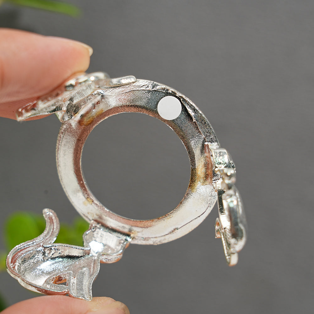 A Slightly Imperfect Metal Cat Shape Crystal Sphere Stand