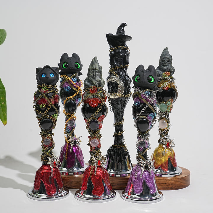 Unique,Natural Crystal Whimsical Witch Theme Magic Bell