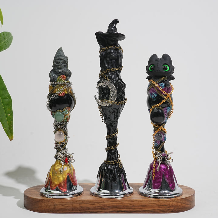 Unique,Natural Crystal Whimsical Witch Theme Magic Bell