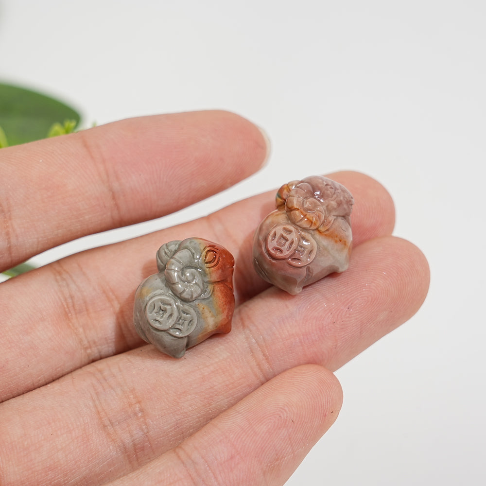 Natural Crystal Cute Alashan Agate Coin Sheep