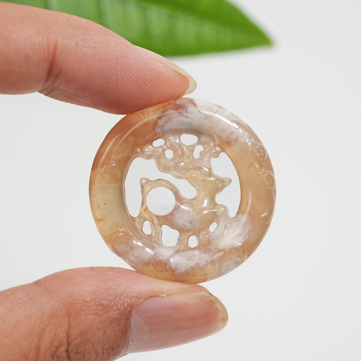 Natural Crystal Hollow Cut Deer Circle