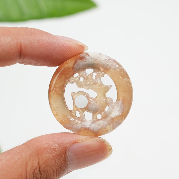 Natural Crystal Hollow Cut Deer Circle