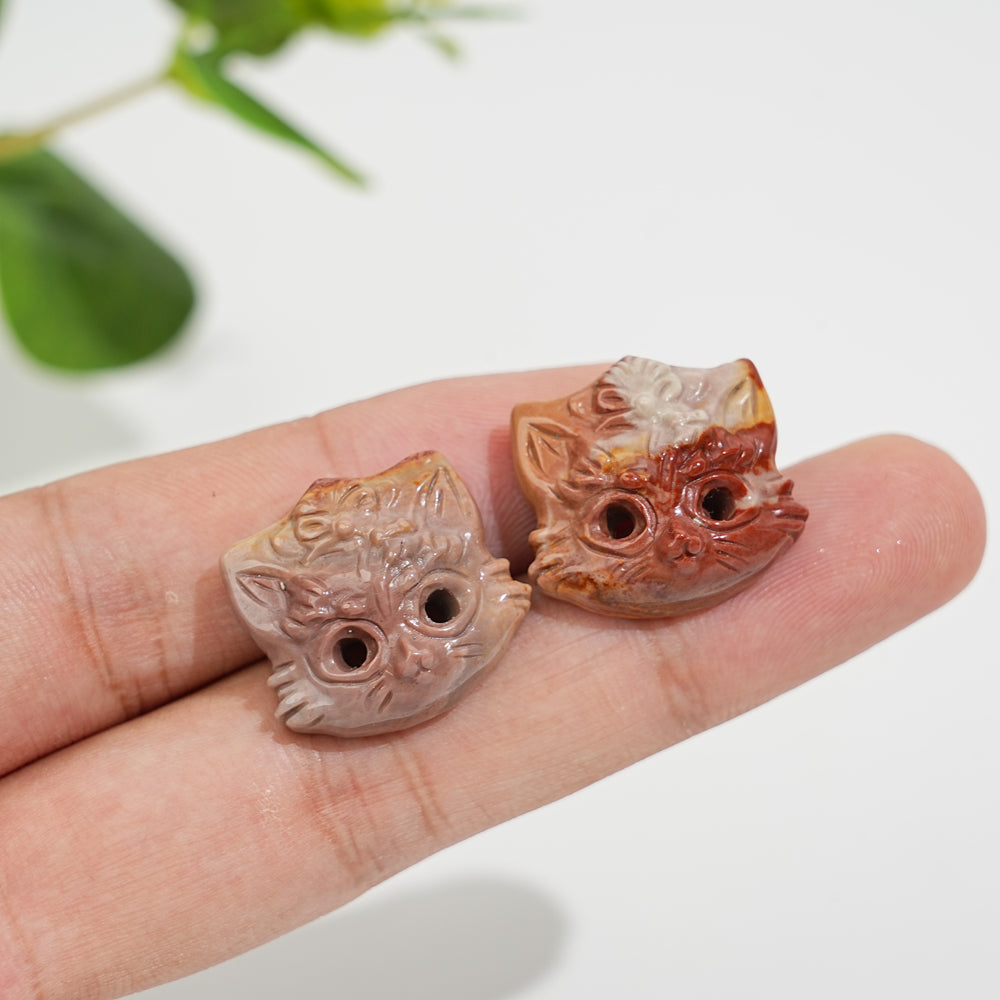 Natural Crystal Alashan Agate Fox Mask Carving