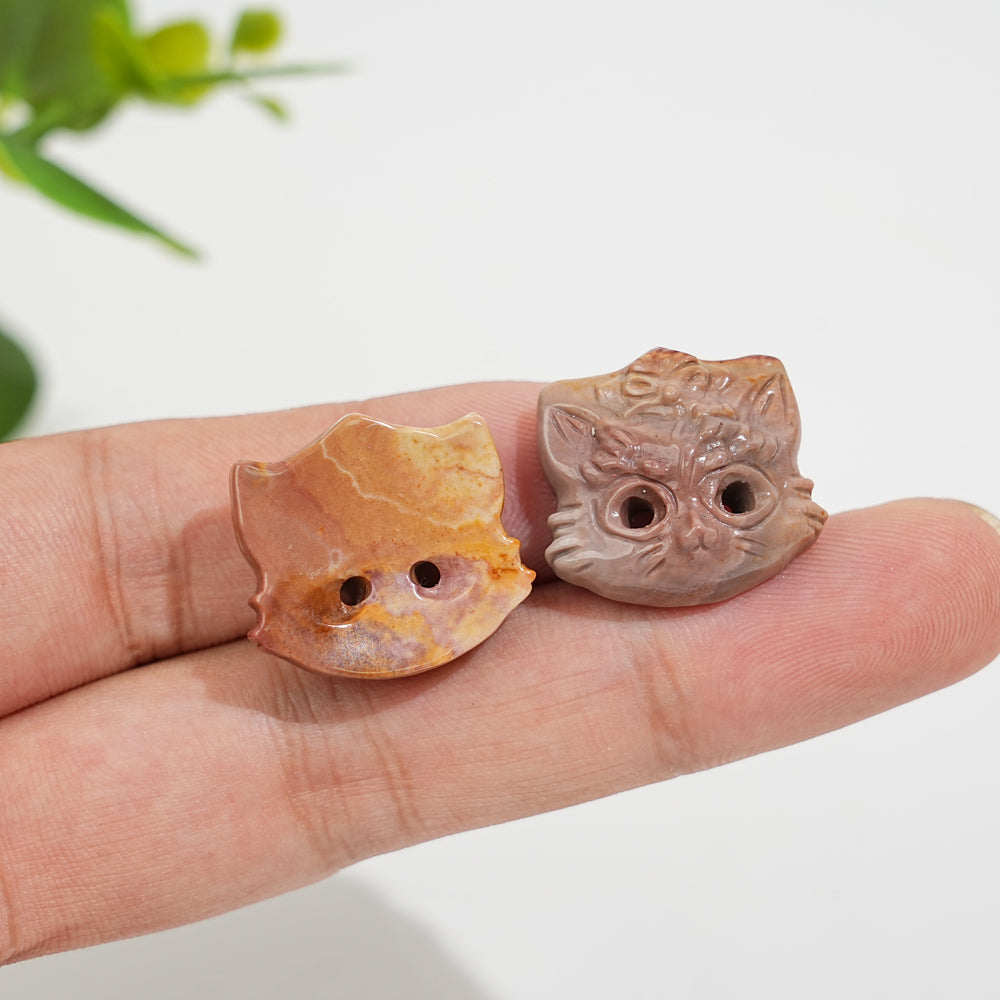 Natural Crystal Alashan Agate Fox Mask Carving