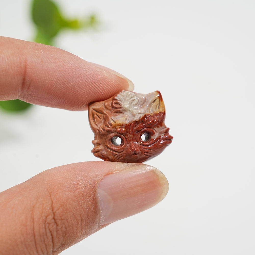 Natural Crystal Alashan Agate Fox Mask Carving