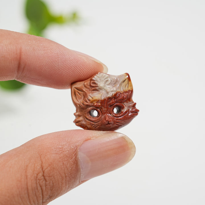 Natural Crystal Alashan Agate Fox Mask Carving