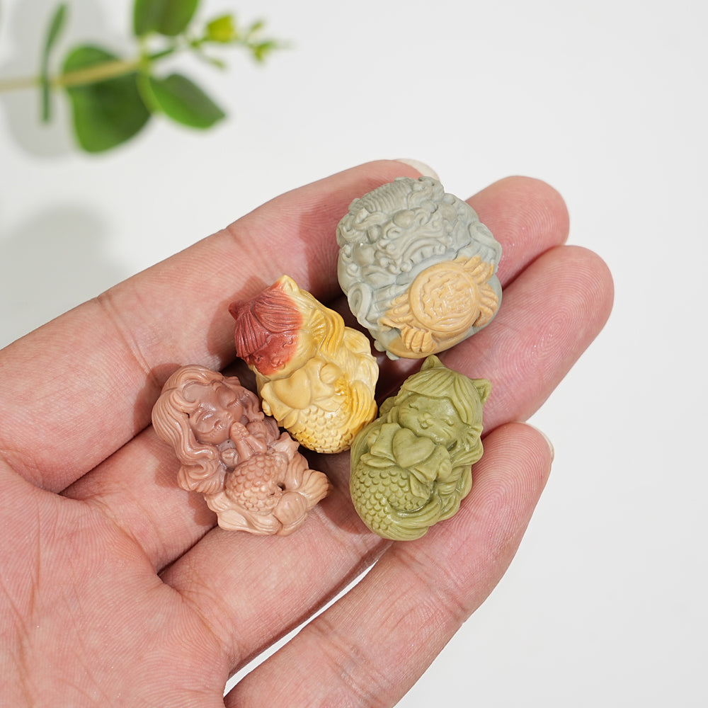 Natural Crystal Mermaid With Pixiu Carving