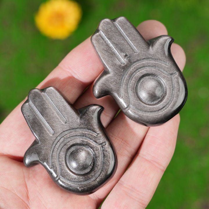 Natural Silver Obsidian Hand