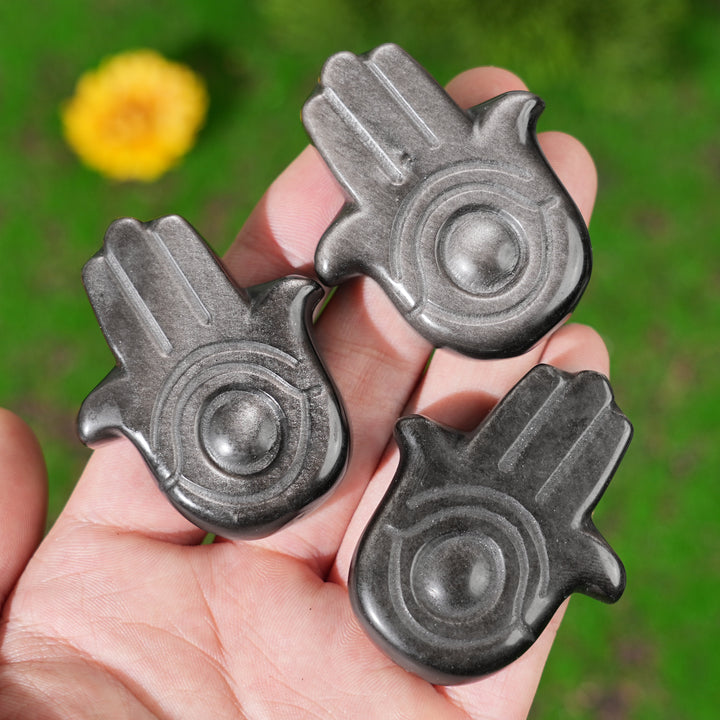 Natural Silver Obsidian Hand