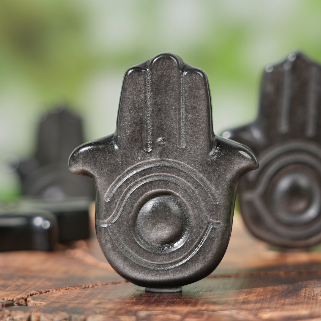 Natural Silver Obsidian Hand