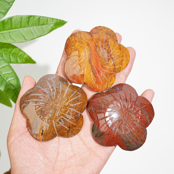 Natural Crystal Peach Blossom Sphere Holder Carving