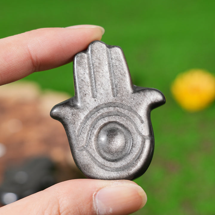 Natural Silver Obsidian Hand