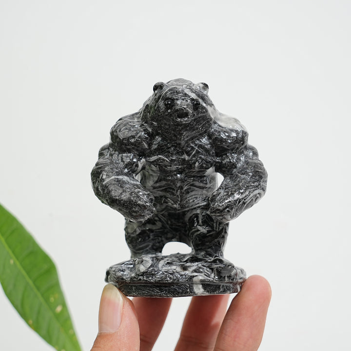 Unique,Natural Crystal Carving Shell Fossil Muscle Bear