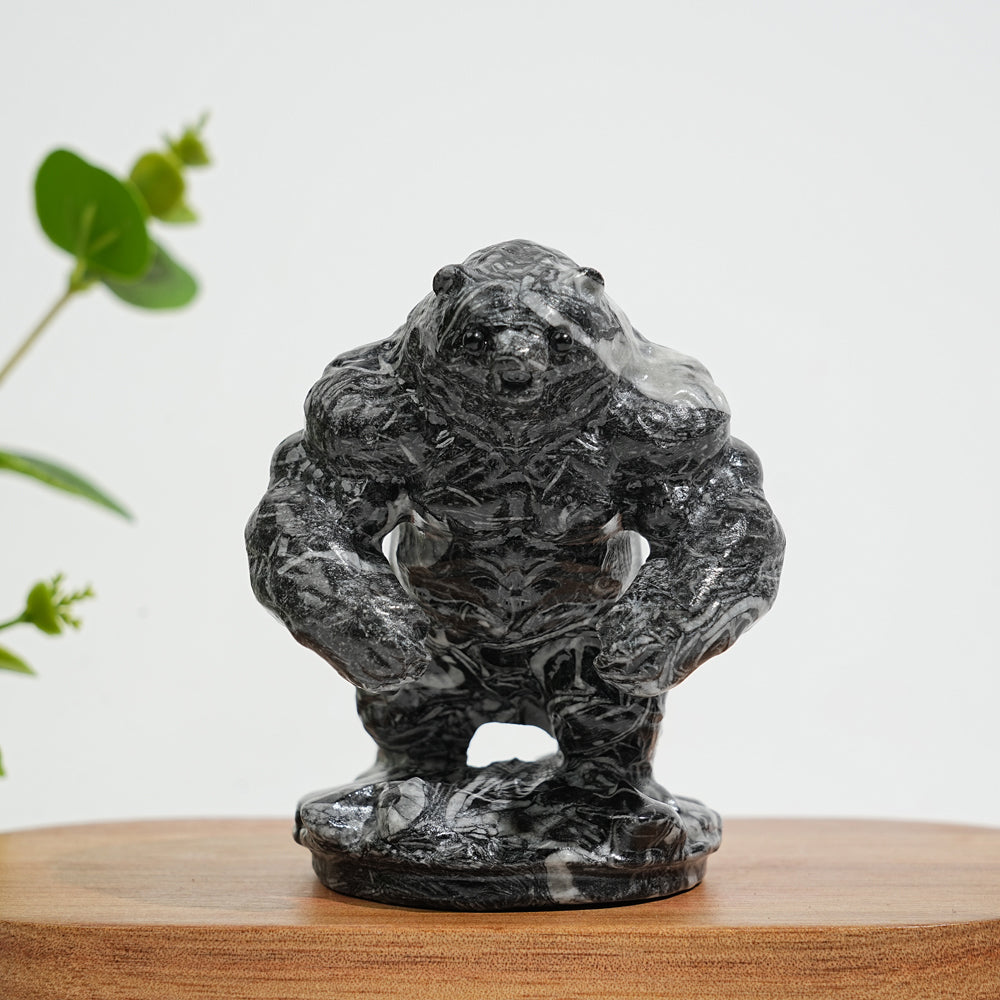 Unique,Natural Crystal Carving Shell Fossil Muscle Bear