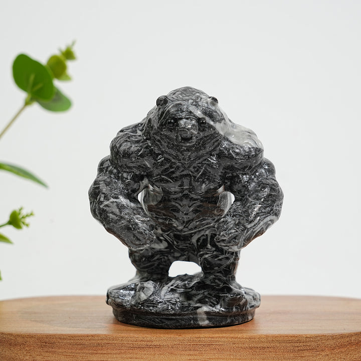 Unique,Natural Crystal Carving Shell Fossil Muscle Bear
