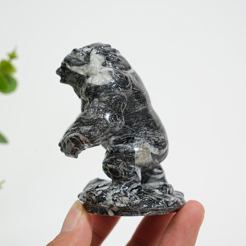 Unique,Natural Crystal Carving Shell Fossil Muscle Bear