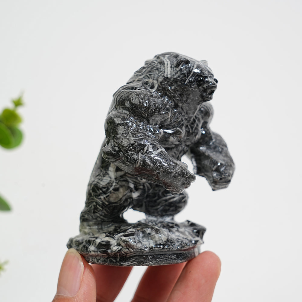 Unique,Natural Crystal Carving Shell Fossil Muscle Bear
