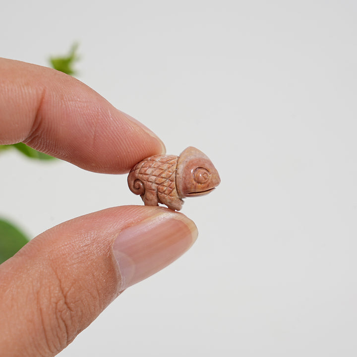 Natural Crystal Alashan Agate Chameleon Carving