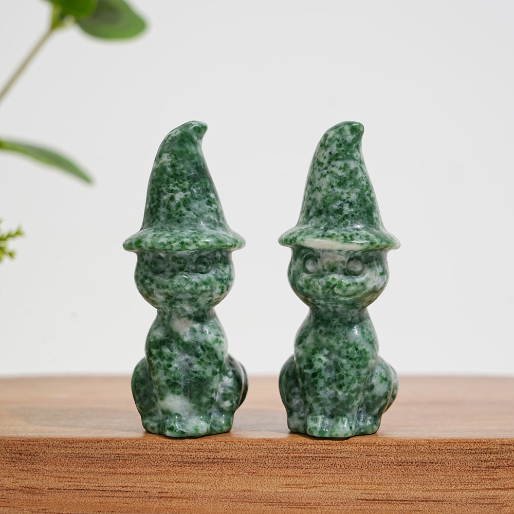 Natural Crystal Whimsical Wizard Hat Sitting Cat
