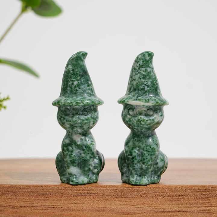 Natural Crystal Whimsical Wizard Hat Sitting Cat