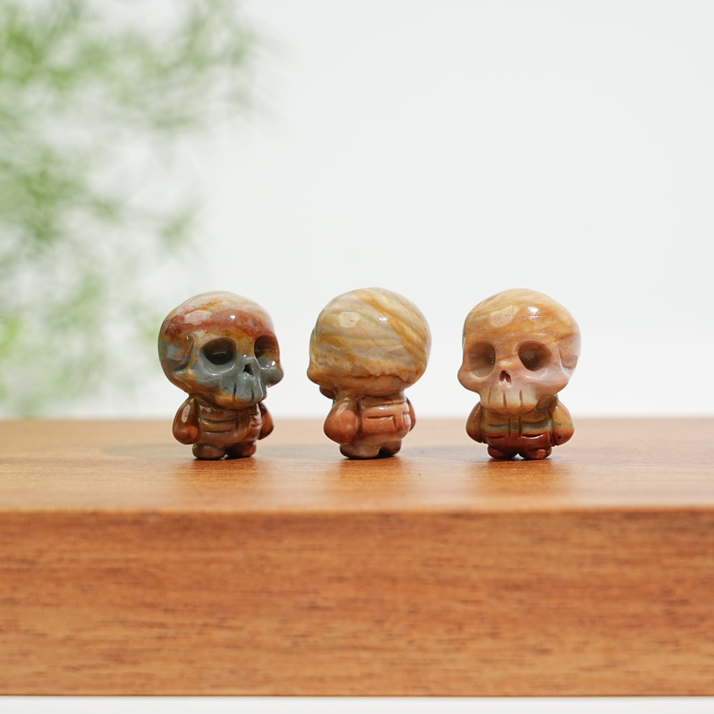 Natural Alashan Agate Cute Mini Skull Carving