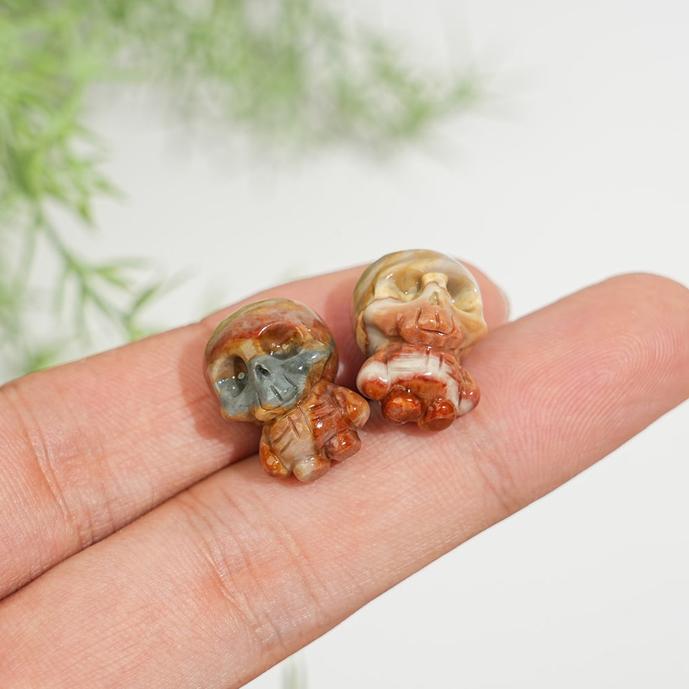 Natural Alashan Agate Cute Mini Skull Carving