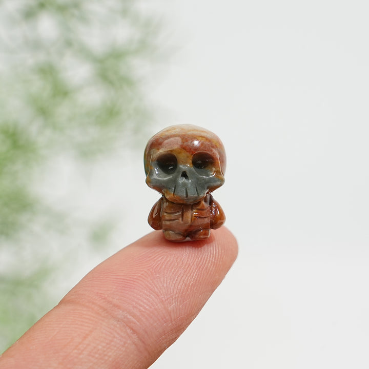 Natural Alashan Agate Cute Mini Skull Carving