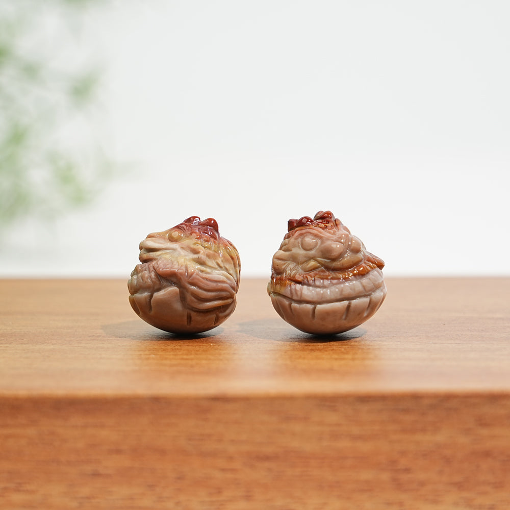 Natural Crystal Alashan Agate Whimsical Dragon Egg Carving