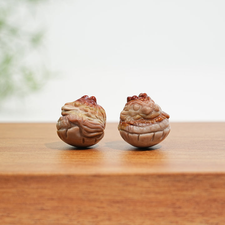 Natural Crystal Alashan Agate Whimsical Dragon Egg Carving