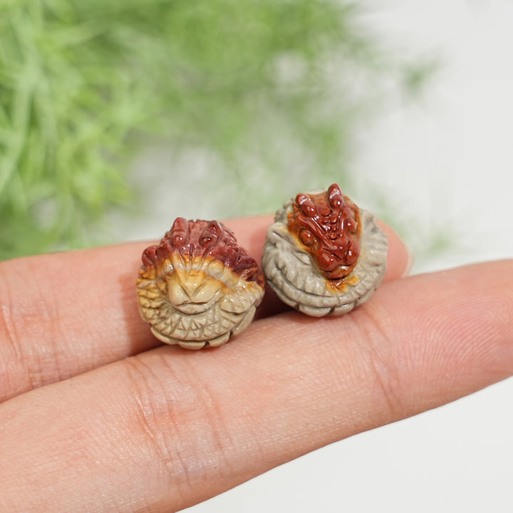 Natural Crystal Alashan Agate Whimsical Dragon Egg Carving