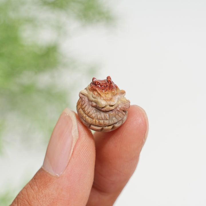 Natural Crystal Alashan Agate Whimsical Dragon Egg Carving