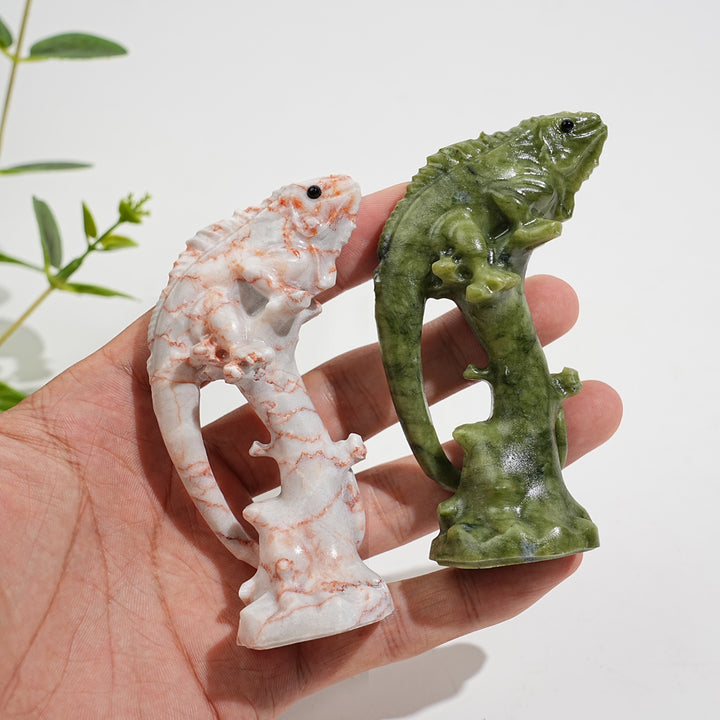 Natural Crystal Carving Cute Lizard On Branch