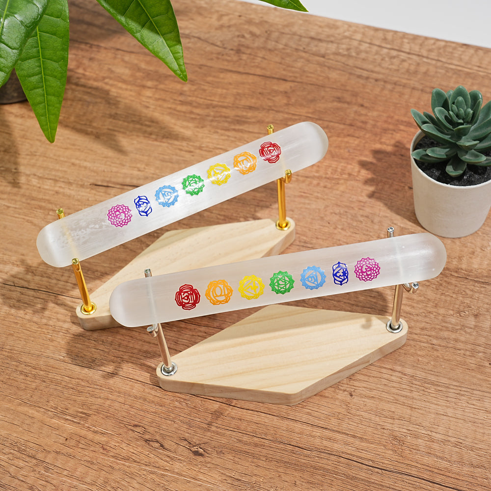 Natural Crystal Selenite Seven Chakra Bracelet Stick